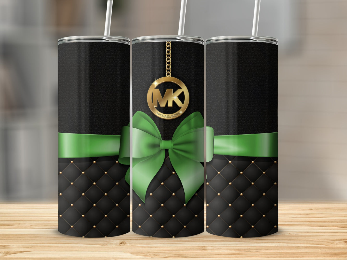 Elegant Black with Green Bow Michael Kors Tumbler