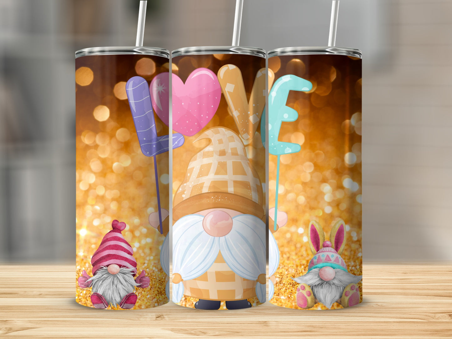 Adorable Love Gnomes Glitters Tumbler