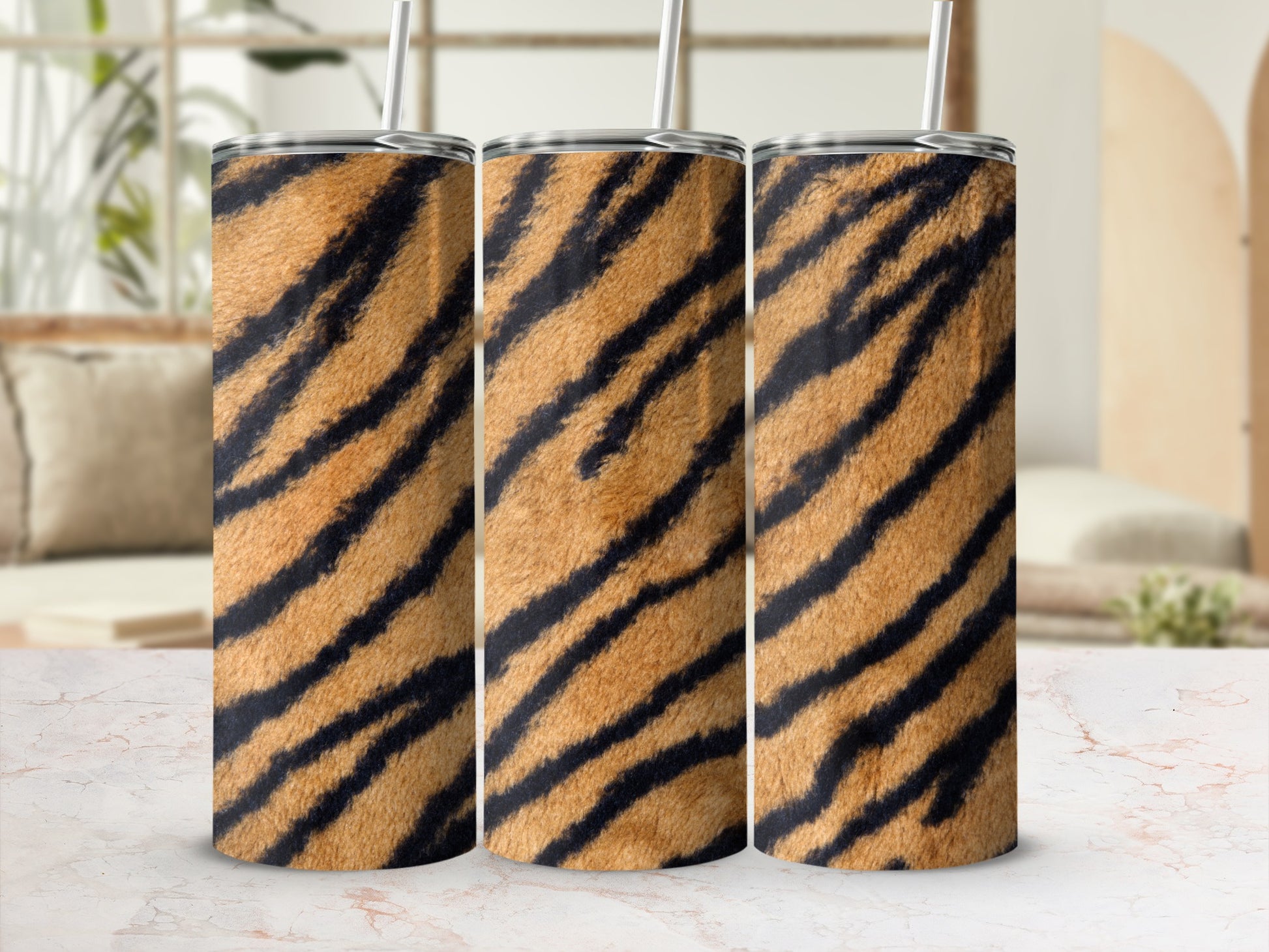Stylish Tiger Stripe Pattern Insulated Tumbler
