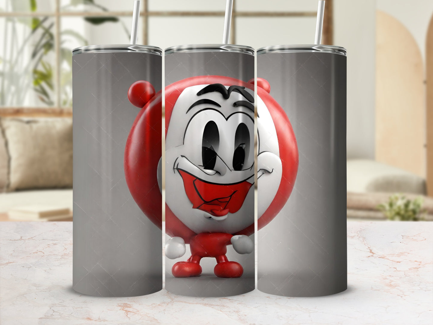 Cartoon Character Gray and Red Tumbler Cup