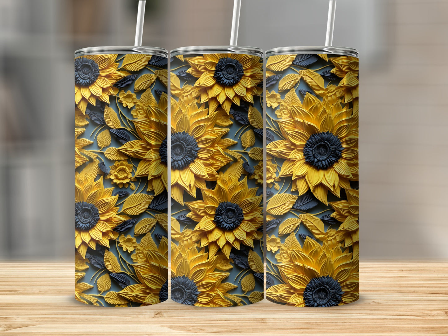 Vibrant Sunflower Design on Drinkware Tumbler