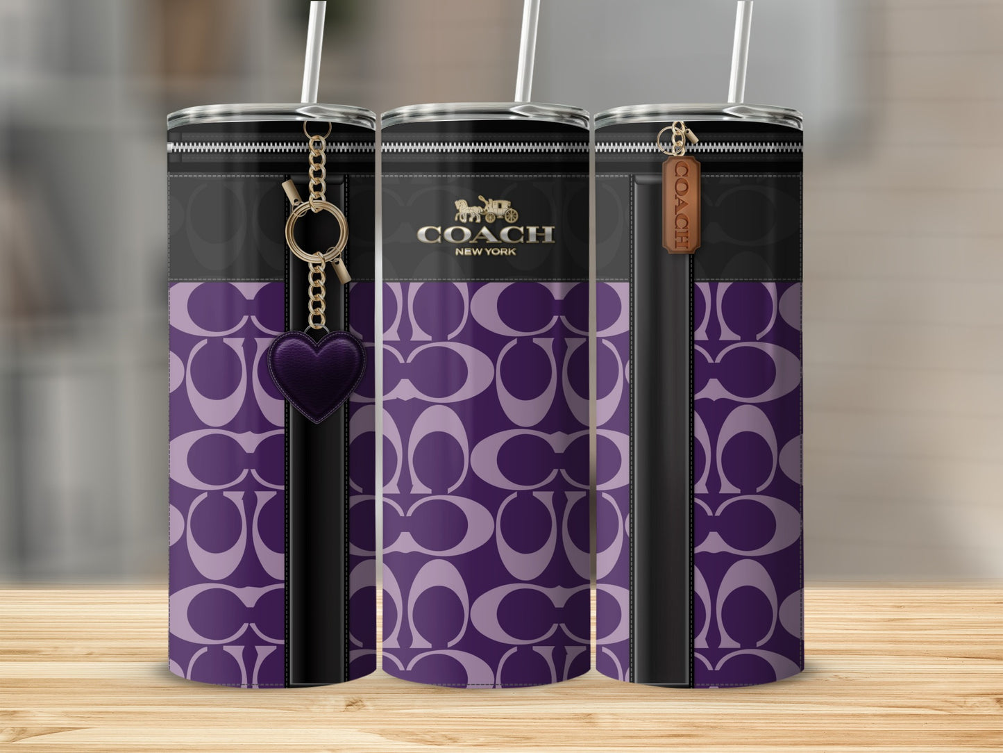 Purple Geometric Patterned Designer Travel Mug