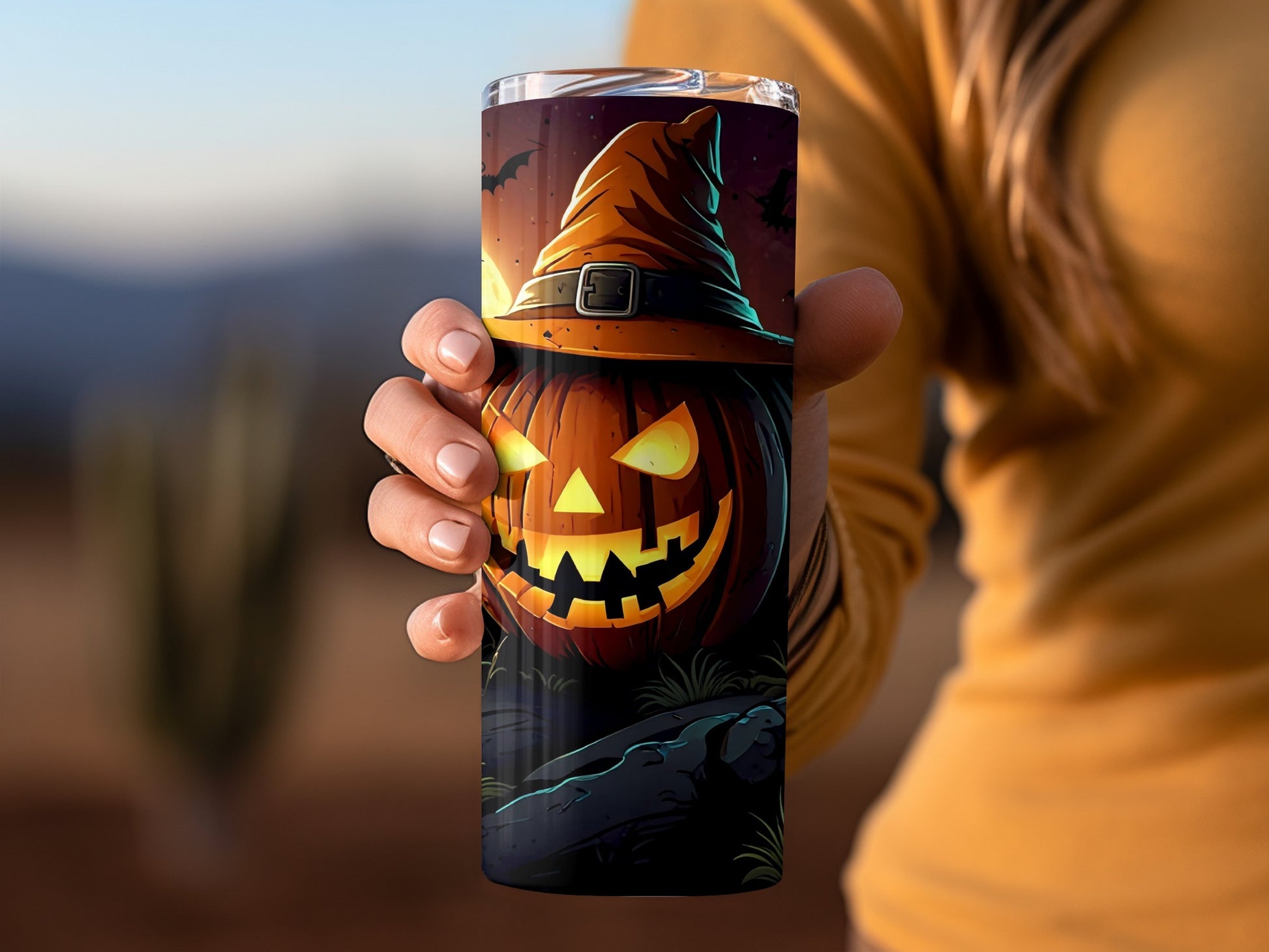 Halloween Pumpkin Design Insulated Travel Tumbler Cup