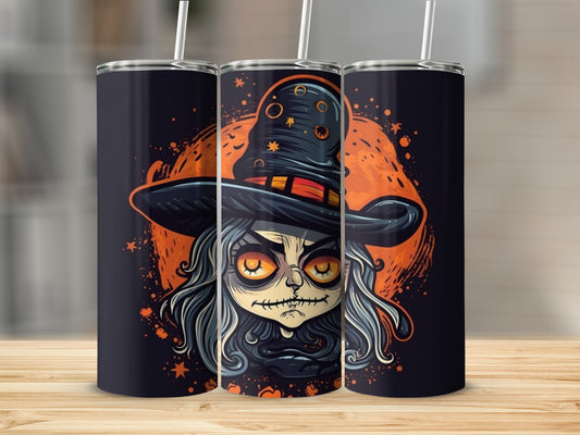 Witch Hat Sorcerer with Fiery Background Tumbler Product