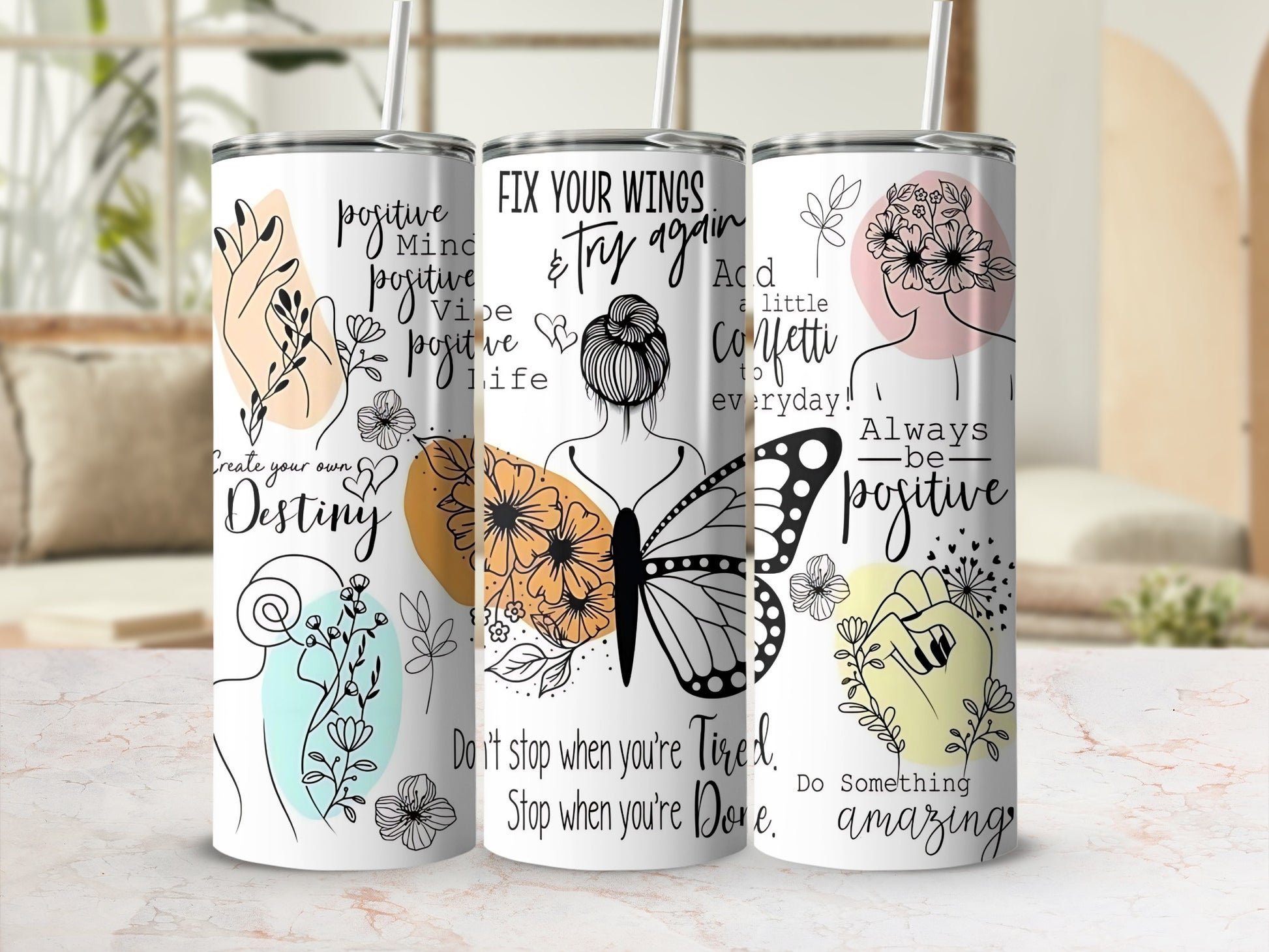 Inspirational Quotes and Designs Tumbler Cup Set