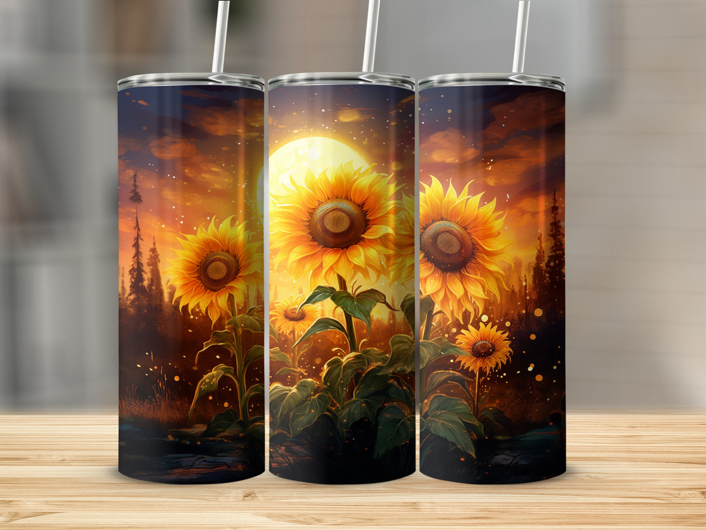 Radiant Sunflower Scene on Thermal Insulated Mug