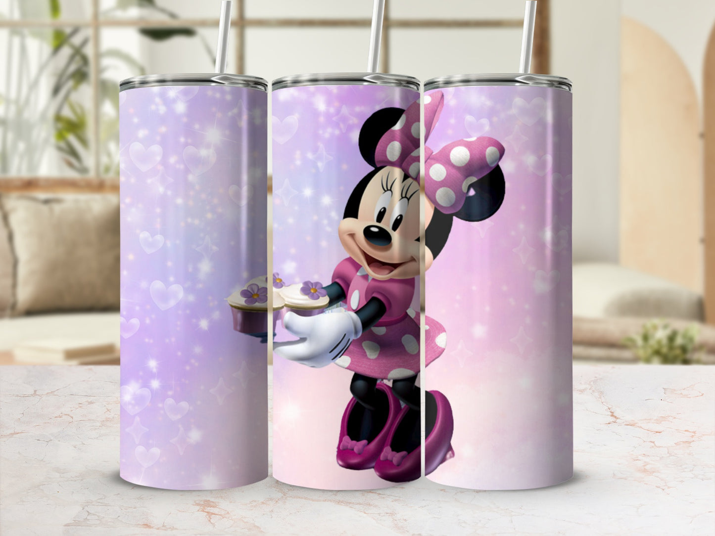 Minnie Mouse Magic Purple Background Tumbler
