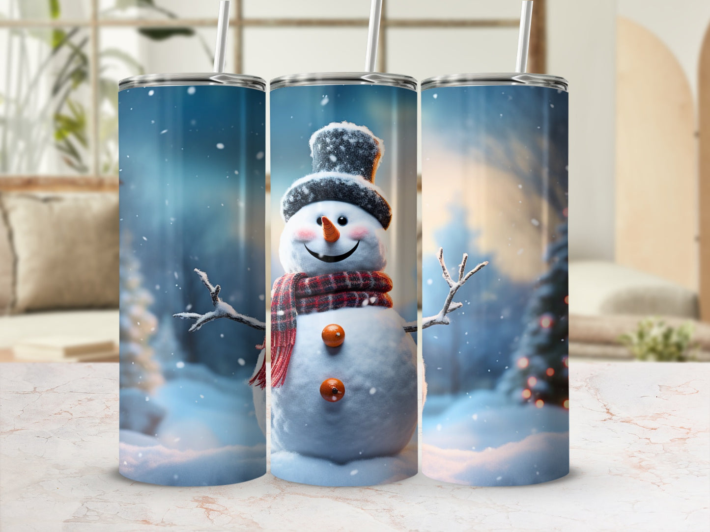 Festive Snowman Scene on Winter Tumbler Product