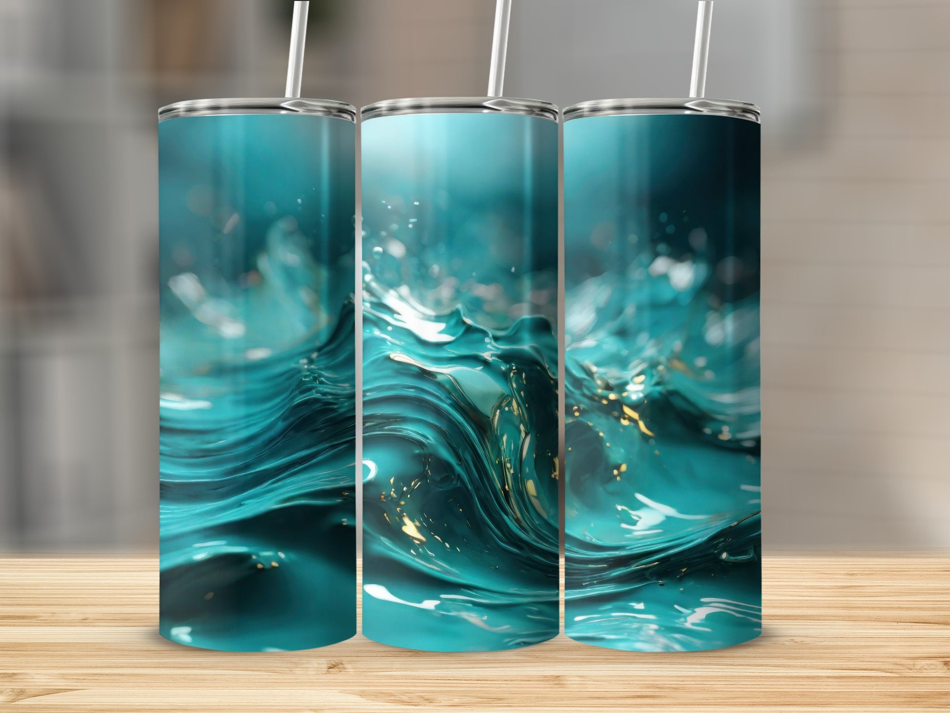 Aqua Waves Golden Splashes Liquid Art Dynamic Design product type