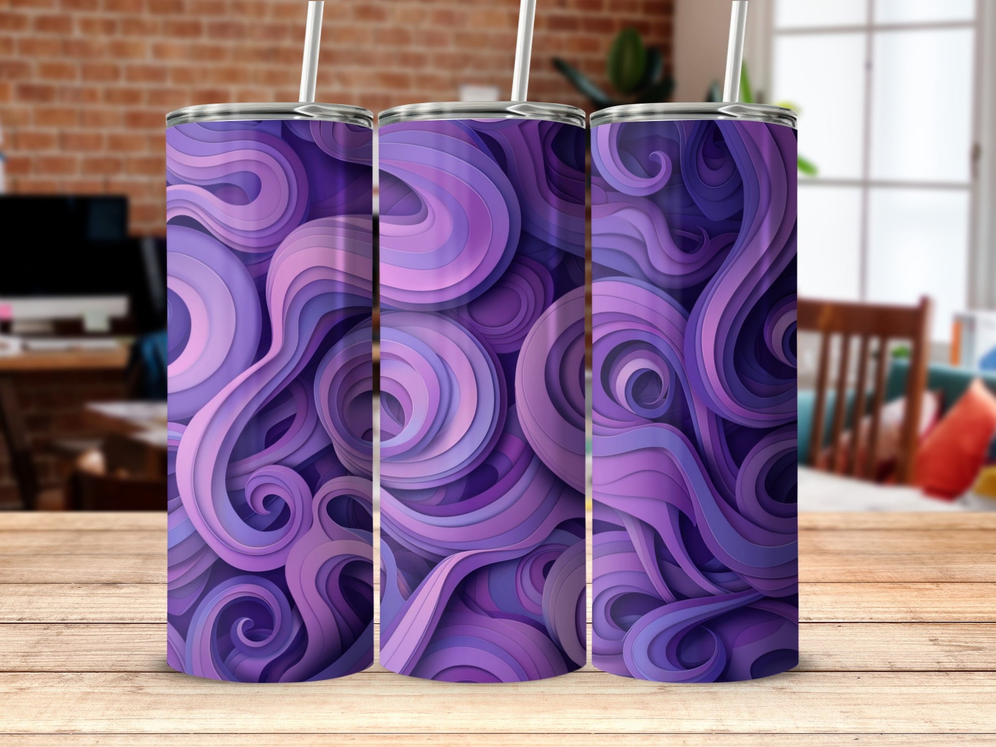 Purple Swirl Art Tall Tumblers for Unique Beverage