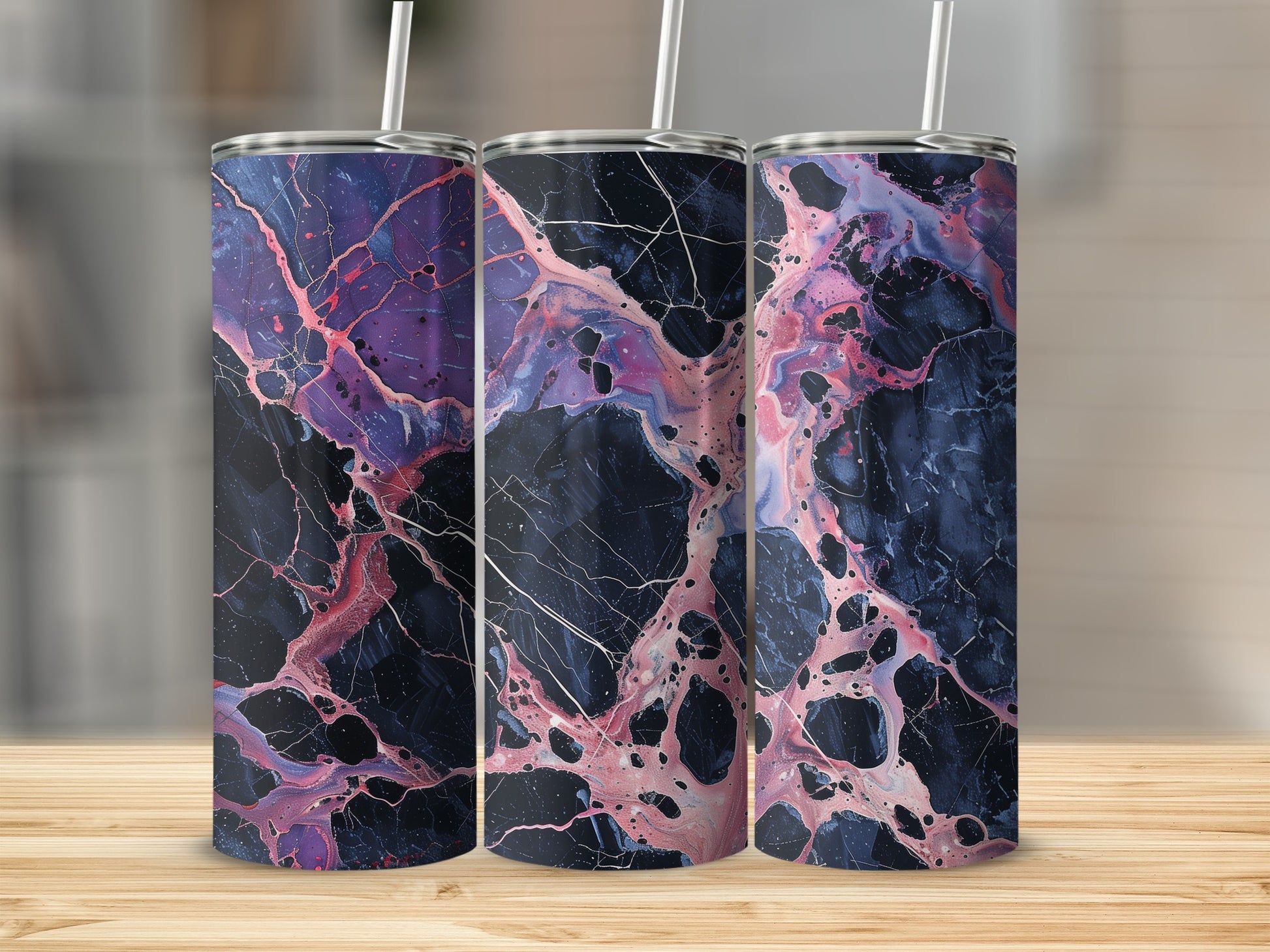 Vibrant Marble Pattern Stainless Steel Tumbler