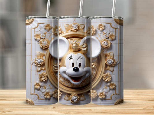 Adorable cartoon character floral design tumbler