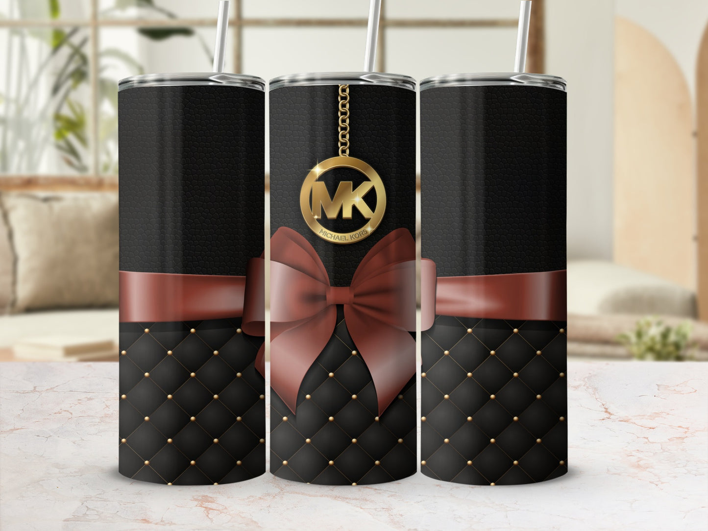 Elegant Black and Red Bow Design Tumbler Product