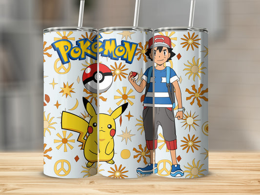Pikachu and Ash Character Design Tumbler Product