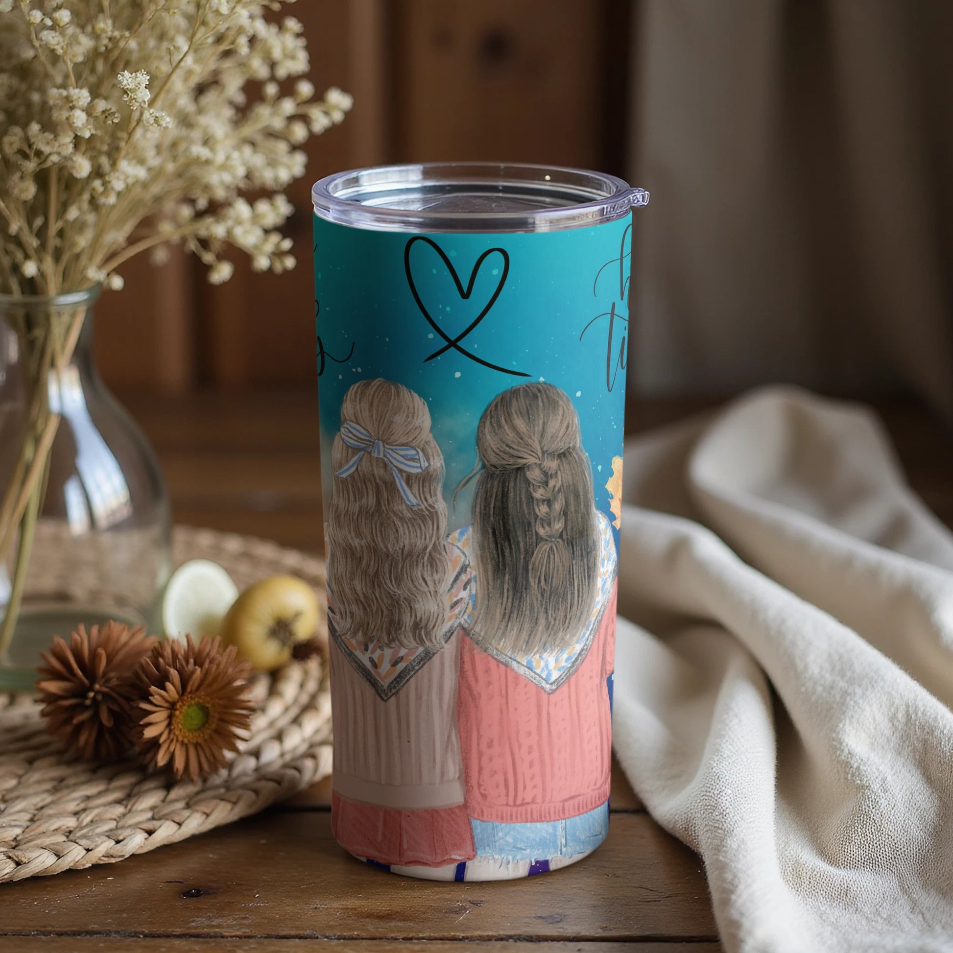 Heartwarming Friendship Design Travel Tumbler Cup