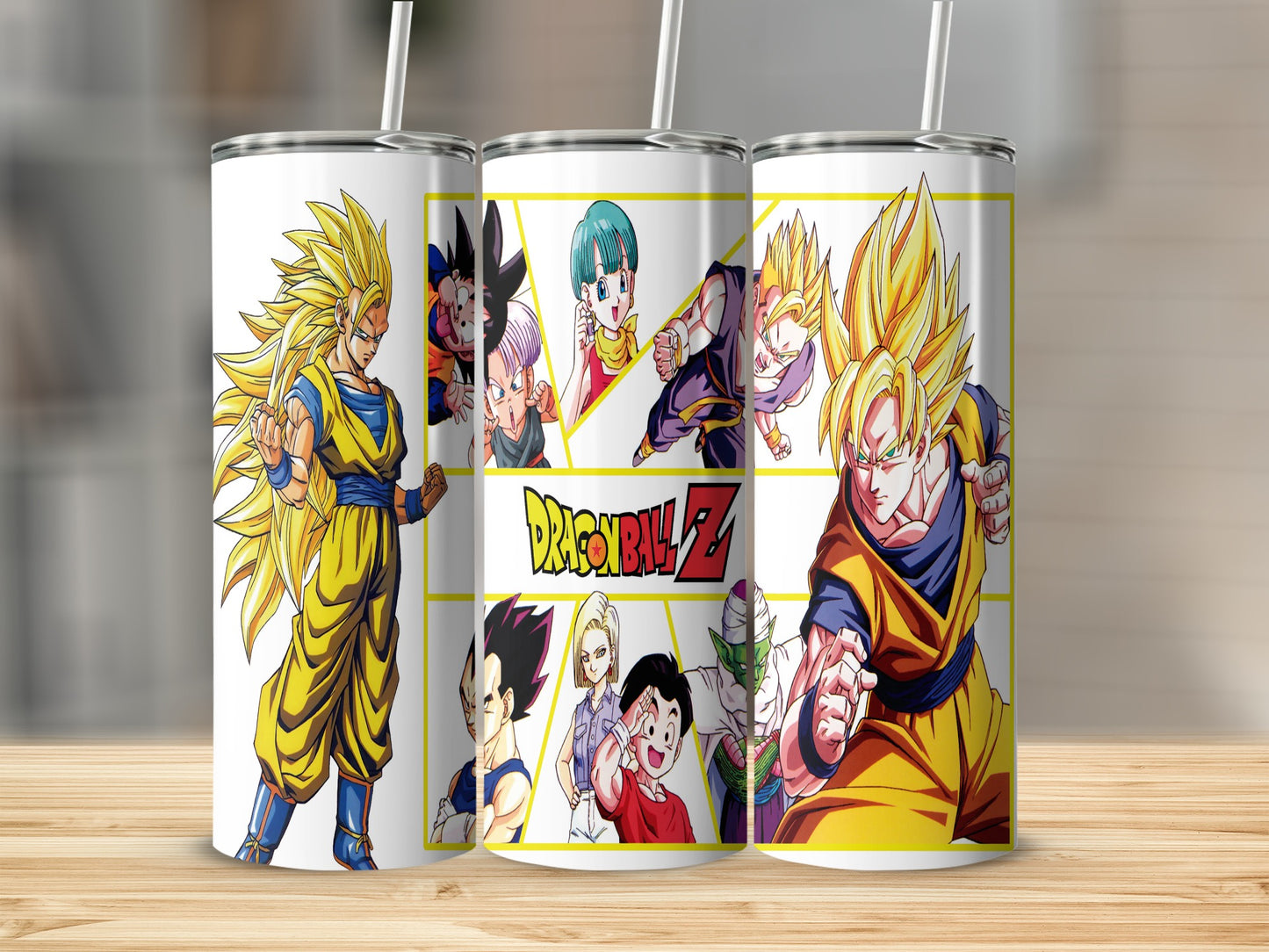 Dragon Ball Z Characters Tumbler with Lid and Straw
