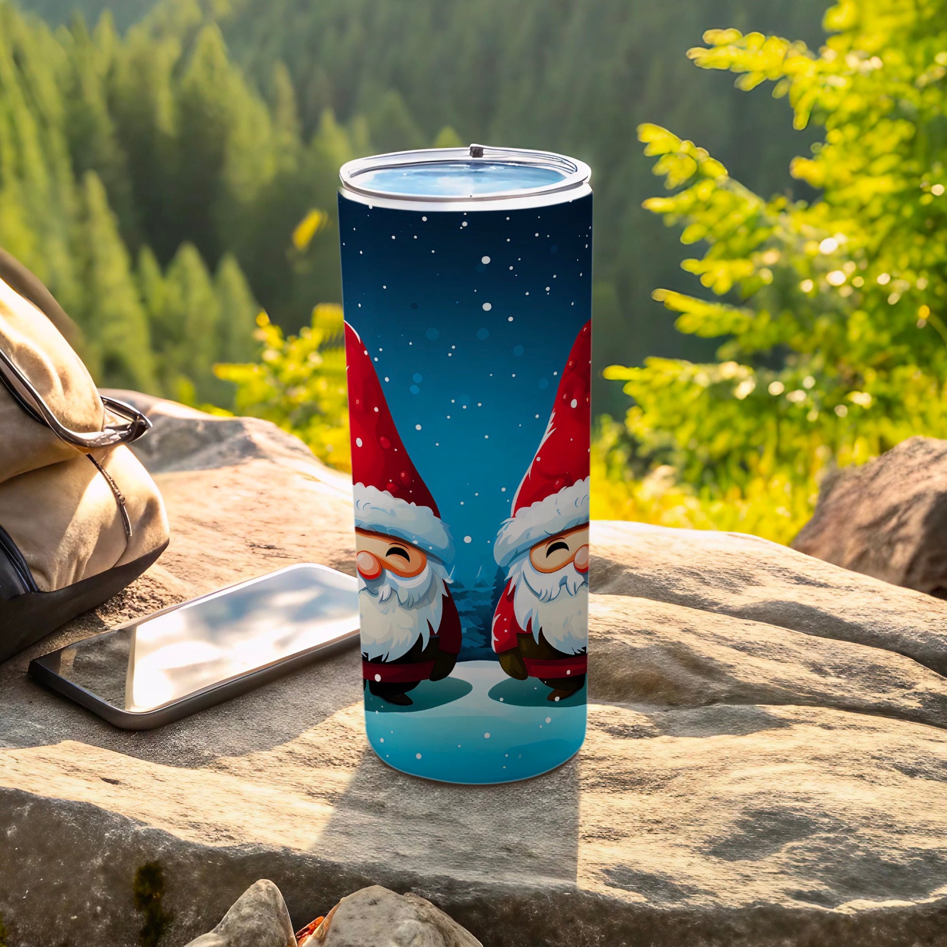 Santa Gnome Design Insulated Tumbler Flask