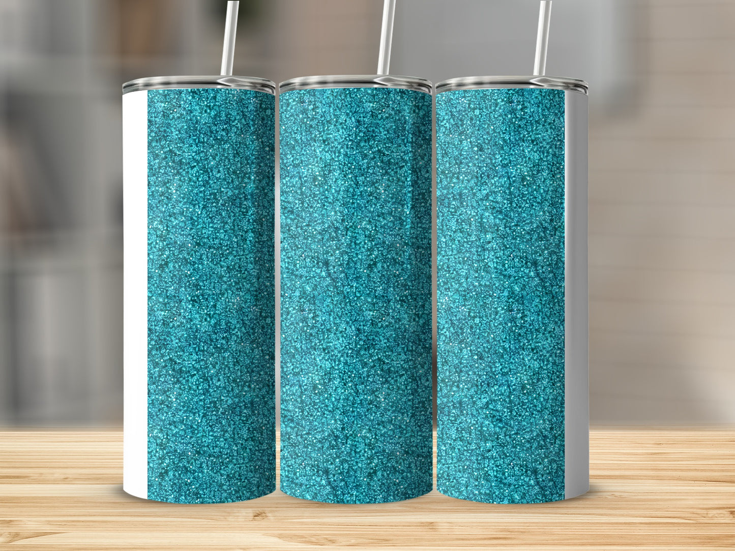 Glitter Sparkling Teal Blue Tumblers Stylish Drinkware