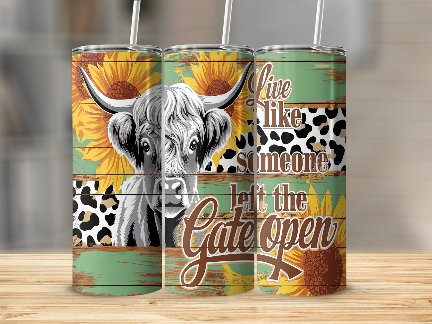 Highland Cow Sunflower Leopard Gate open product type