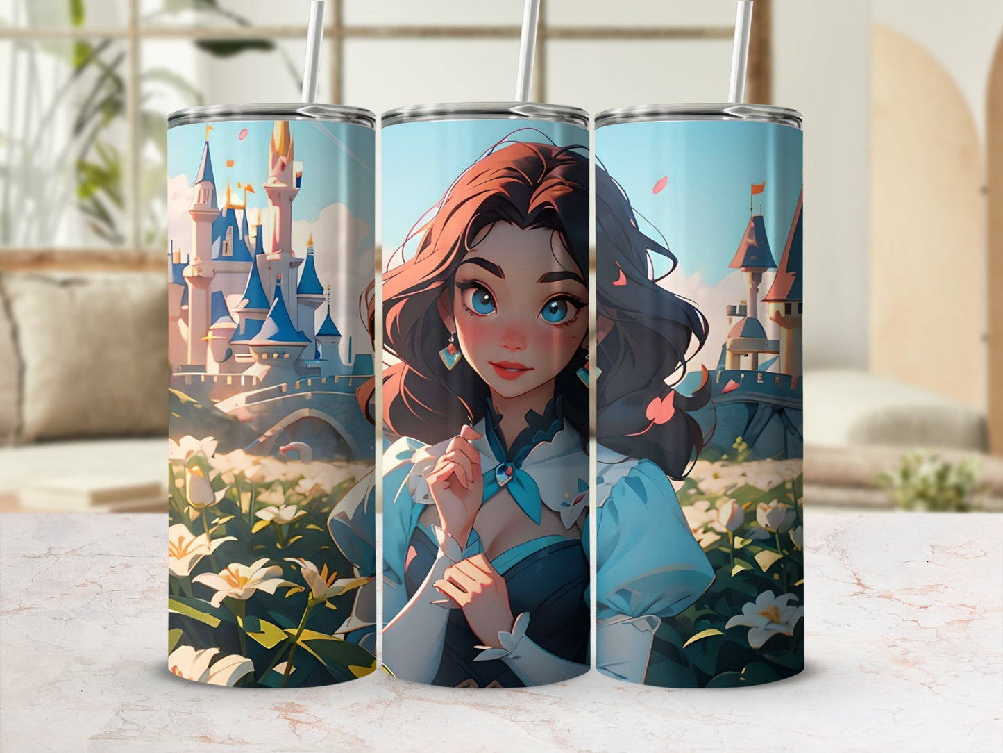 Fairy Tale Princess and Castle Illustration Tumbler