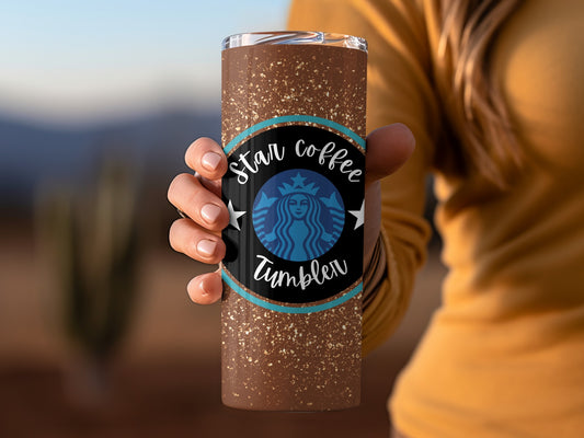 Star Coffee Tumbler with Glitter Design for Hot Drinks