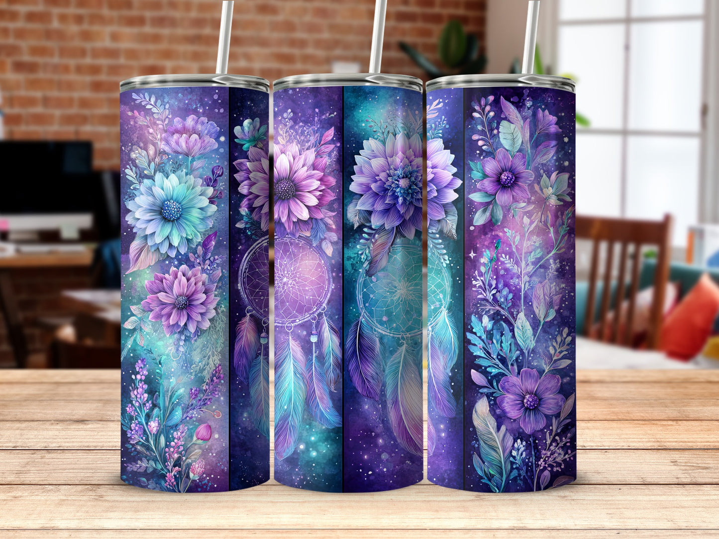 Beautiful Floral Dreamcatcher Art Design Tumbler
