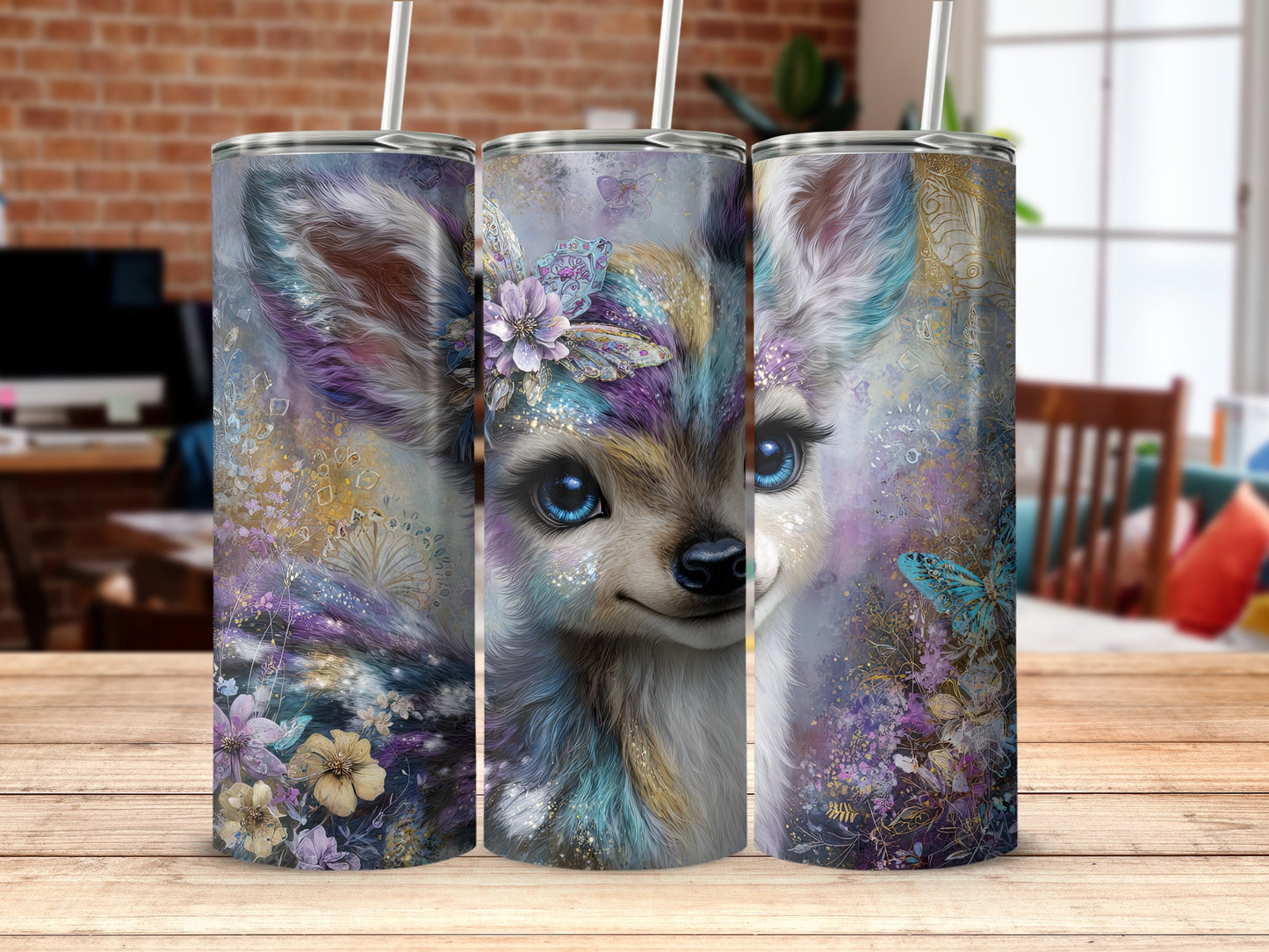 Fantasy Inspired Colorful Fox Tumbler Design