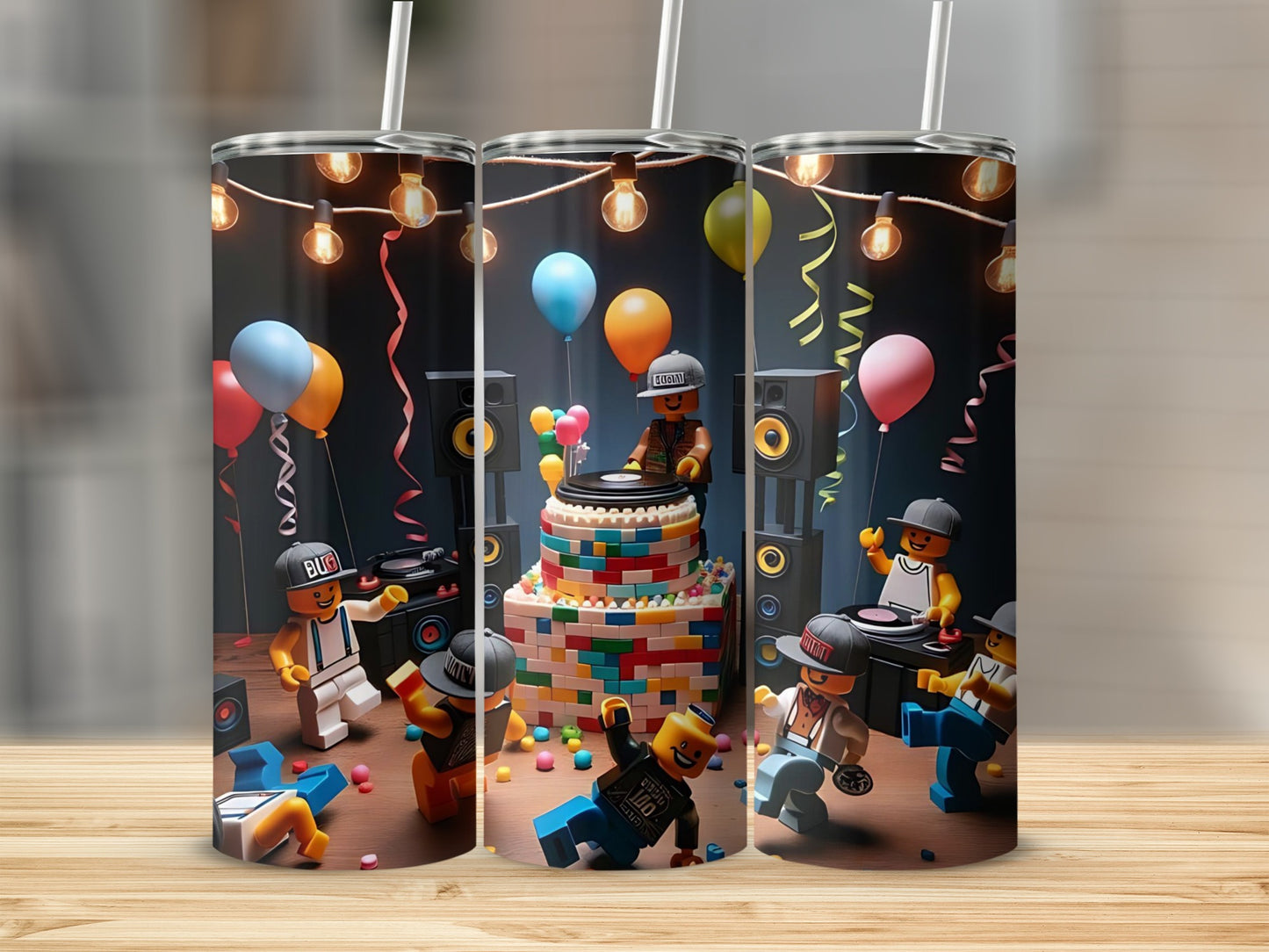 Festive Lego Themed Party Scene Tumbler