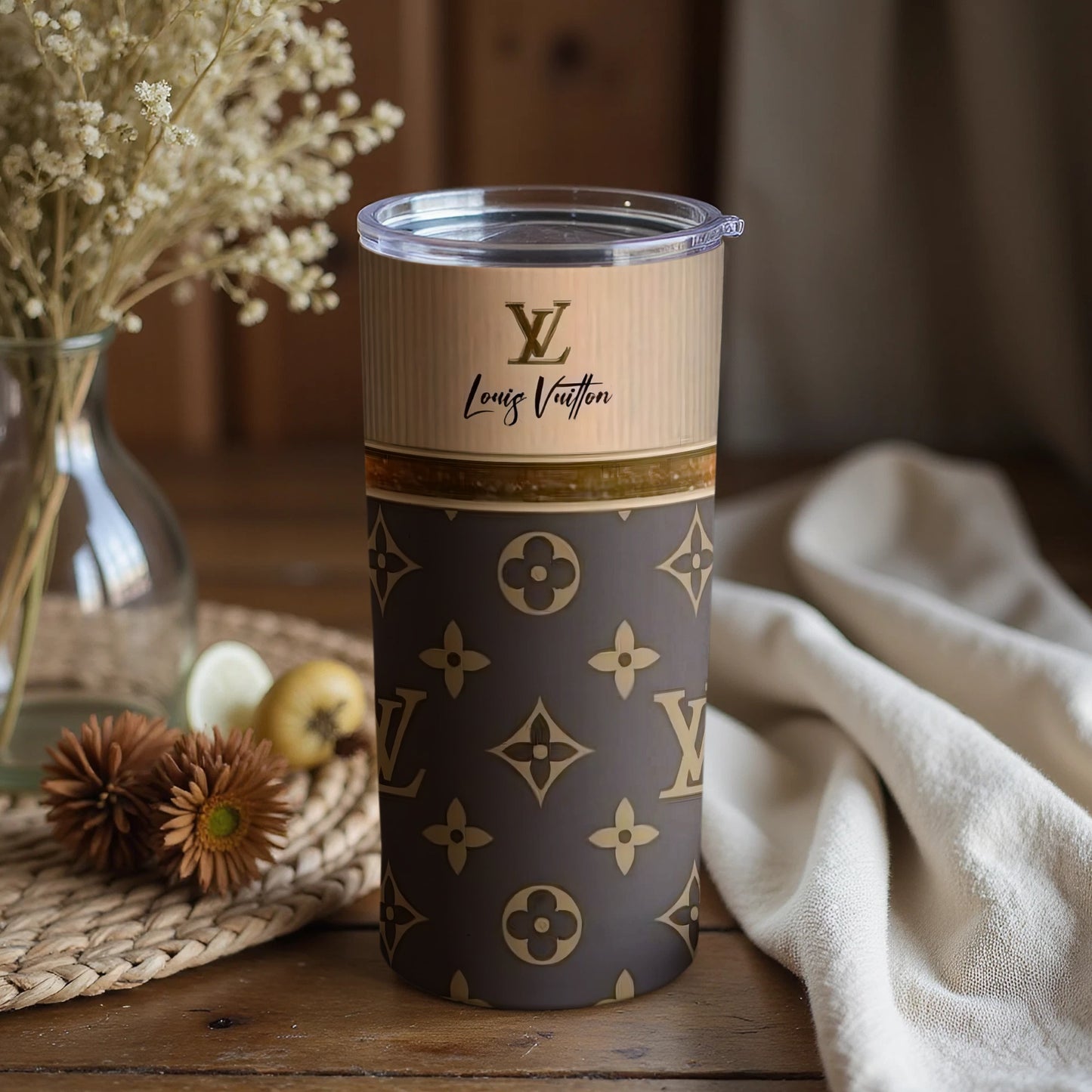 Stylish designer inspired insulated coffee tumbler