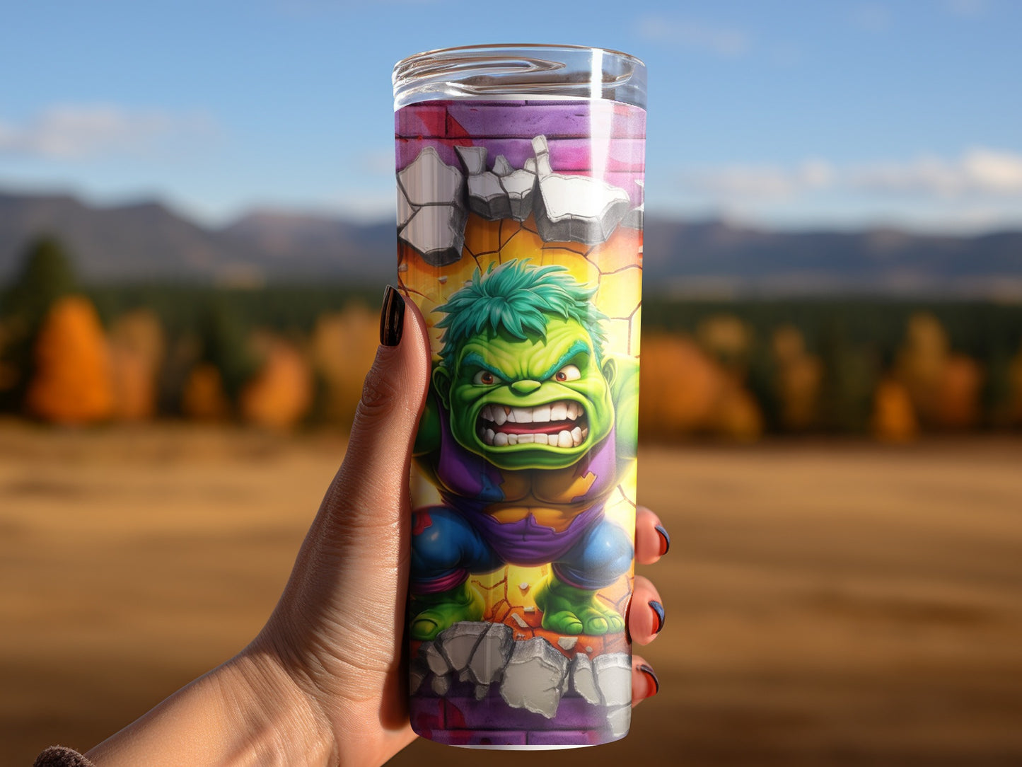 Hulk Smashing Through Wall Design Travel Tumbler