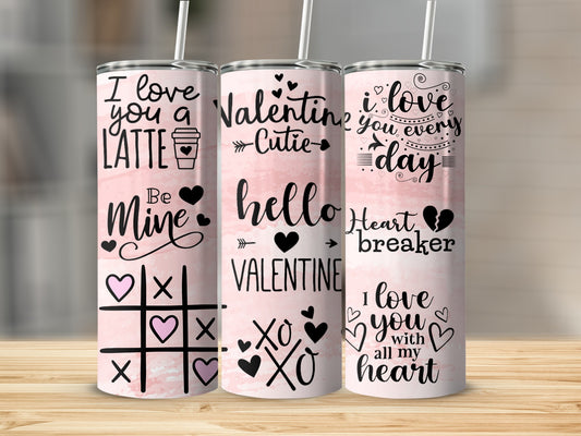 Adorable Valentine's Day Quotes Tumbler Set