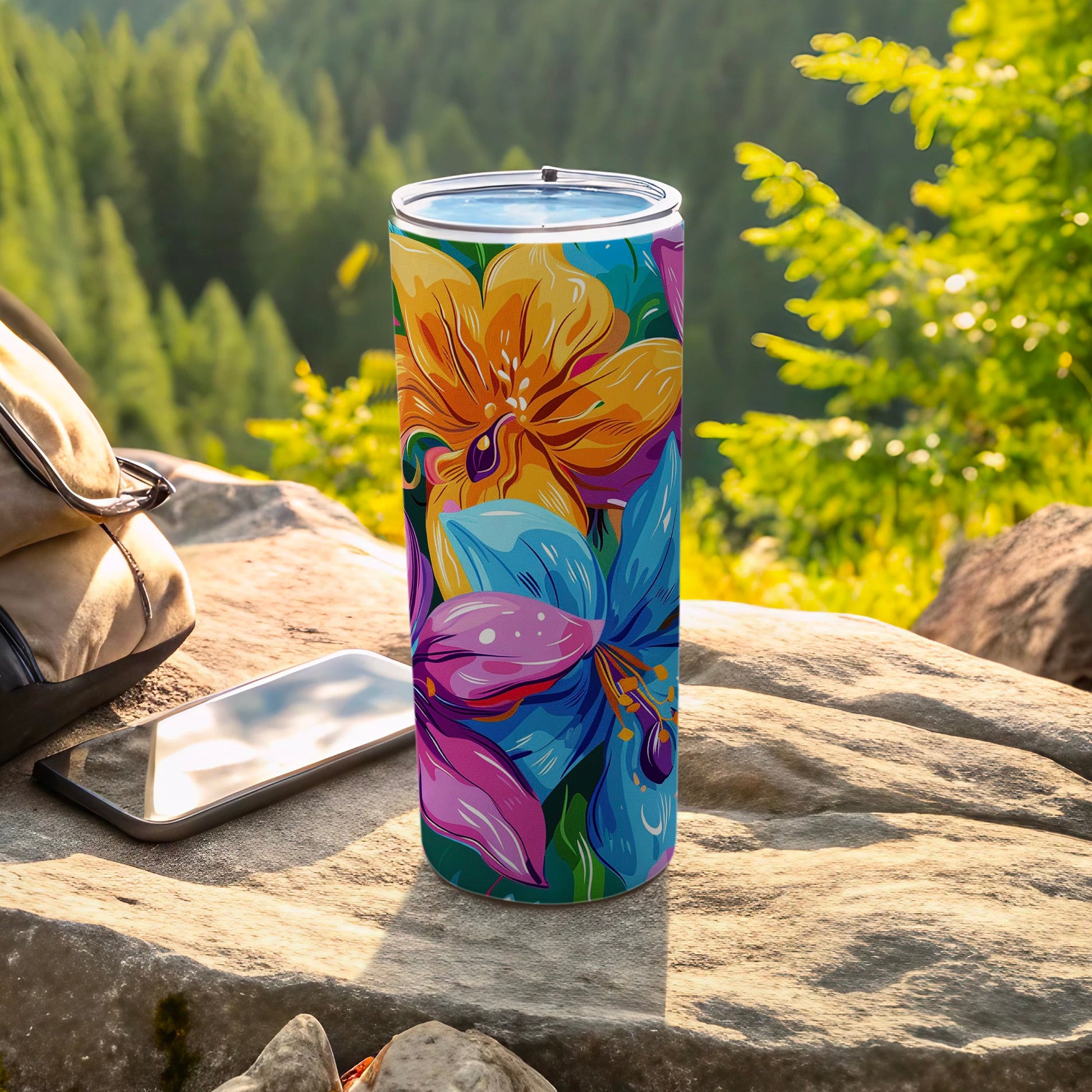 Colorful Floral Insulated Tumbler Perfect for Outdoors