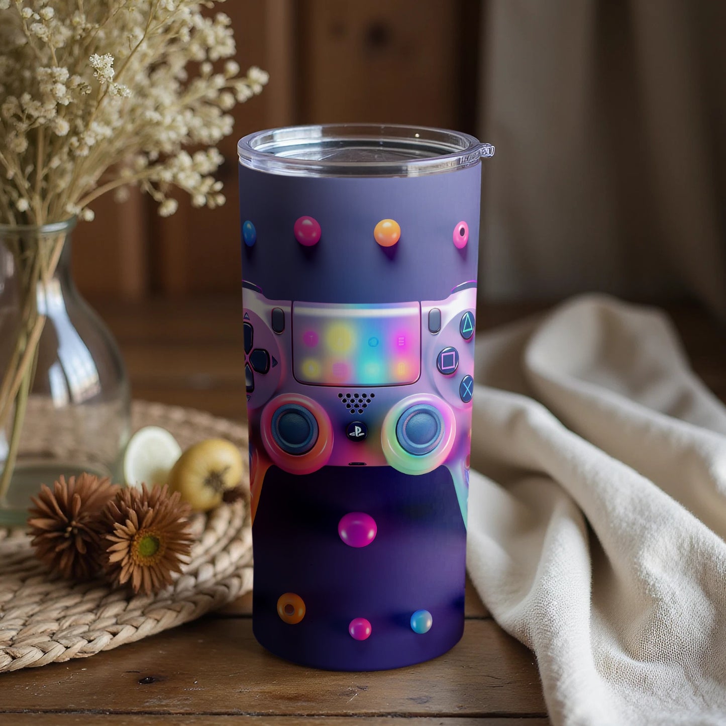 Colorful Gaming Controller Tumbler Cup for Gamers