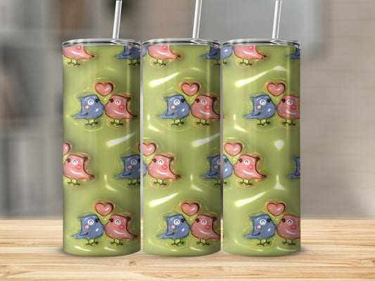 Adorable Cute Bird Couples Design Tumbler Cup