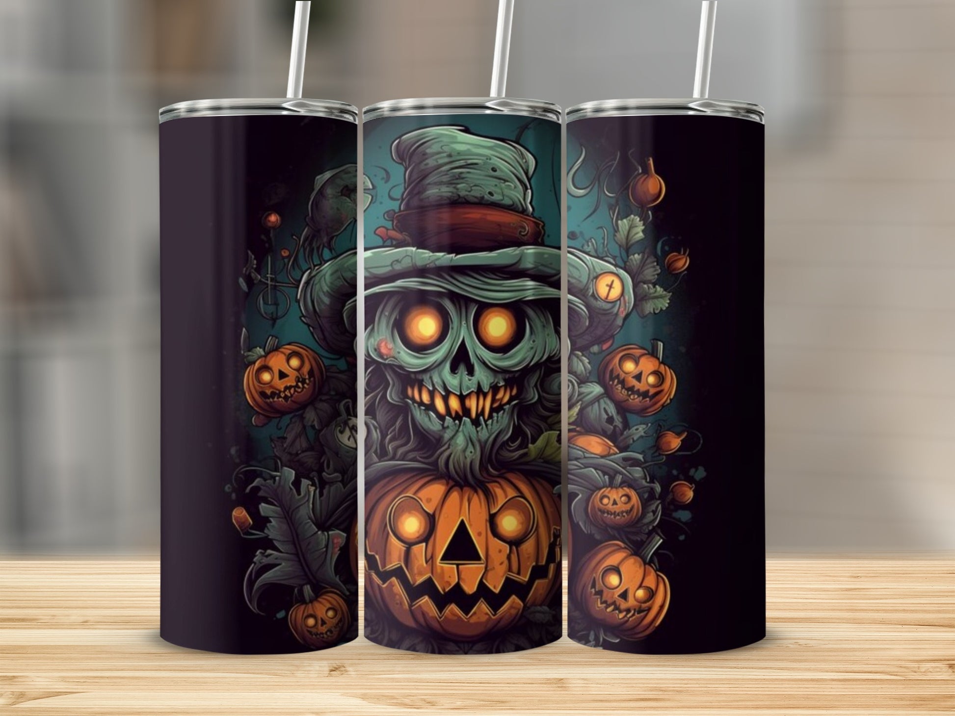 Spooky Halloween Skeleton Pumpkin Tumbler 20oz Stainless Steel