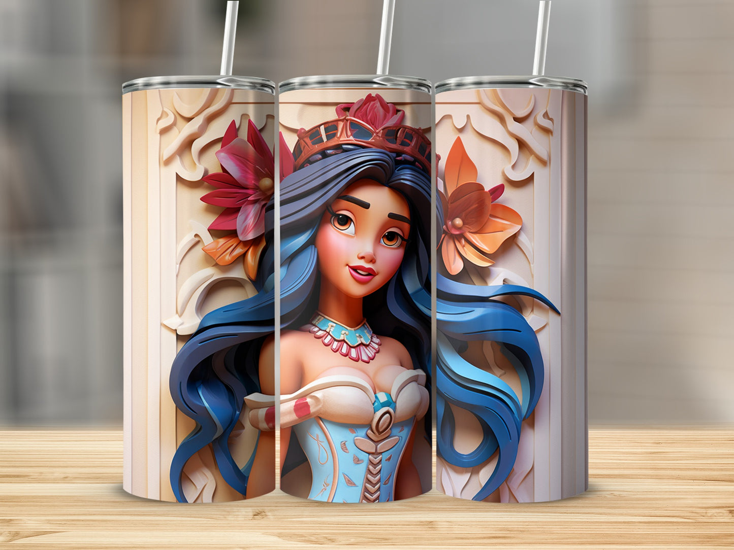 Intricate Princess Floral Tumbler Design for Unique Gifts