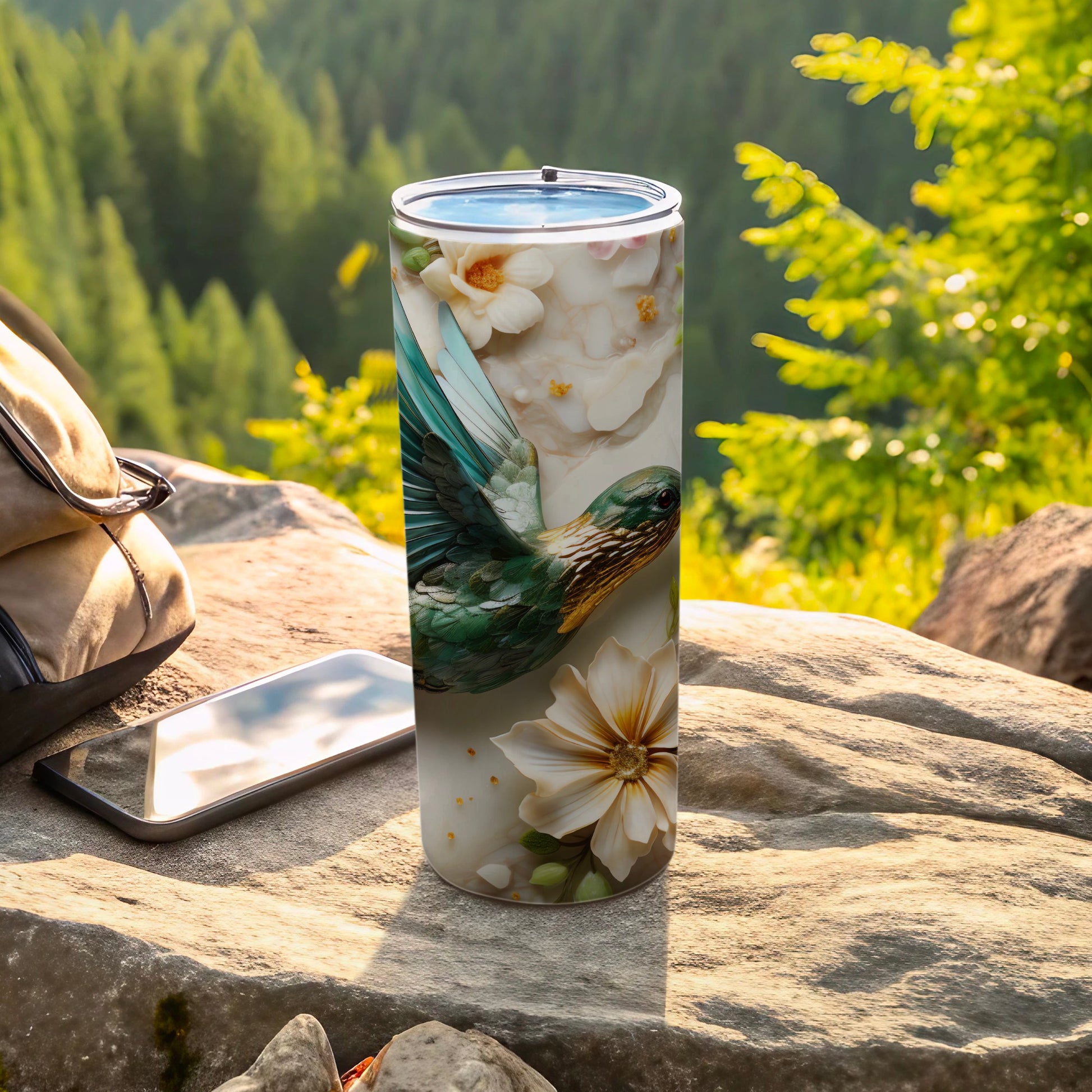 Hummingbird Floral Design Beverage Tumbler product type
Hummingbird
Floral
Tumbler
Drinkware
Bird
Flowers
Nature
Wildlife
Green bird
White blooms
Beverage container
Travel mug
Outdoor
Gift idea
Animal design
Artistic print
Elegant pattern
Insulated tumbler
Summer essential
Unique design