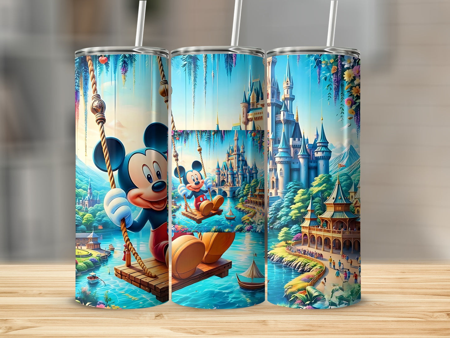 Colorful Cartoon Castle and Character Design Tumbler