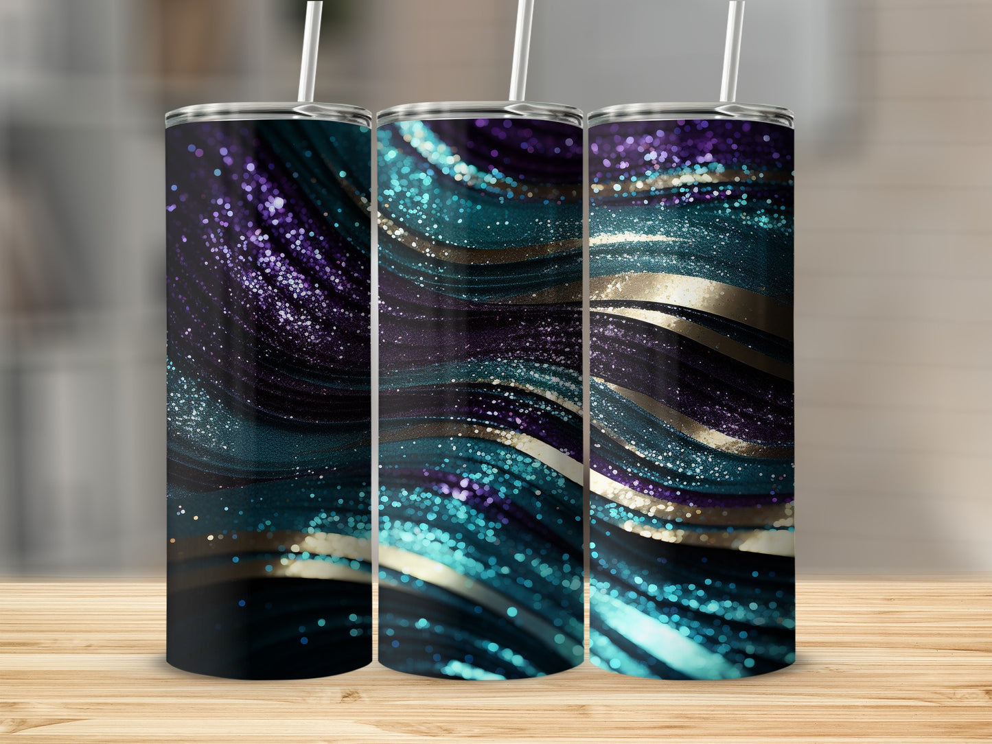 Shimmering Swirls Purple Teal Gold Abstract product type