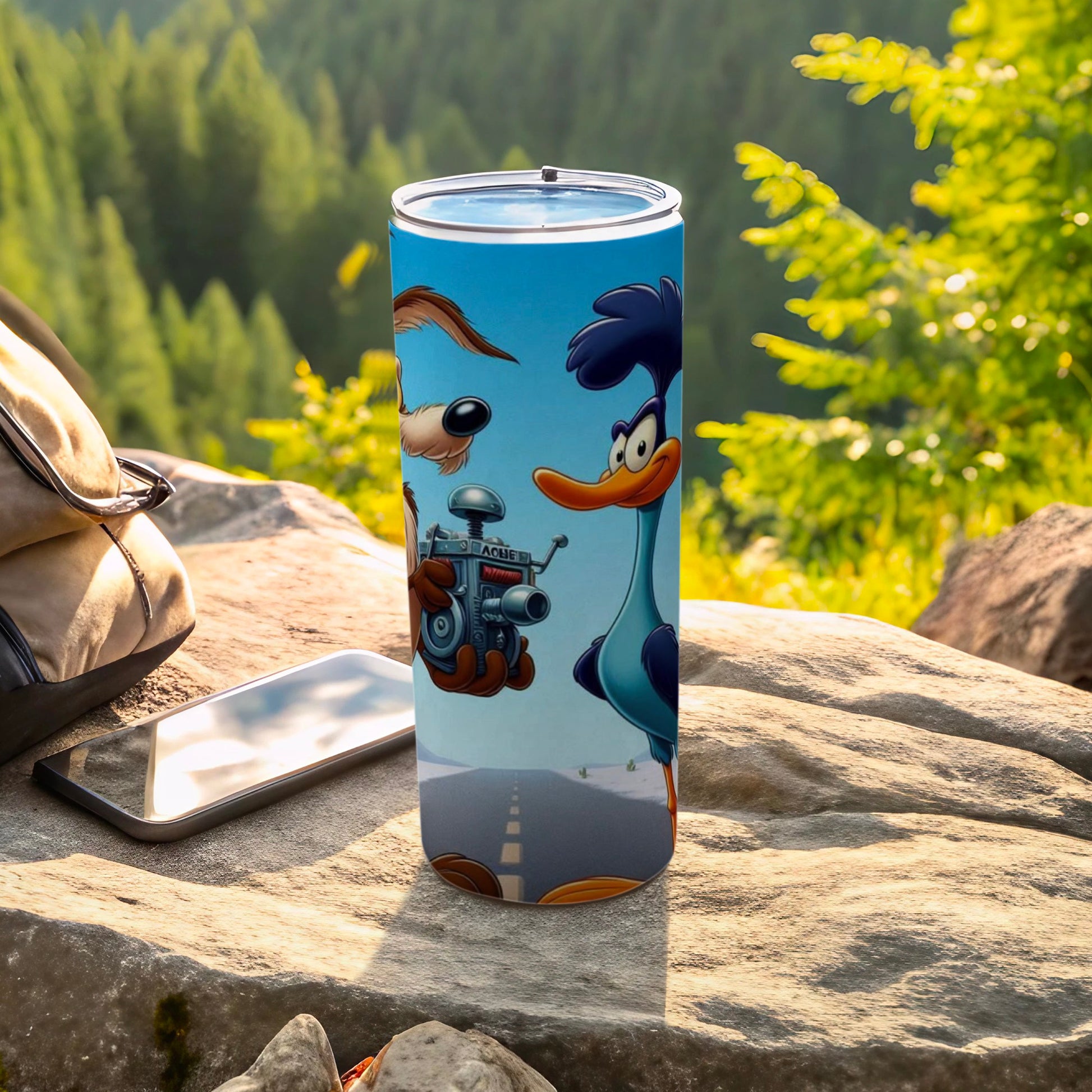 Funny Roadrunner and Coyote Illustrated Tumbler Cup