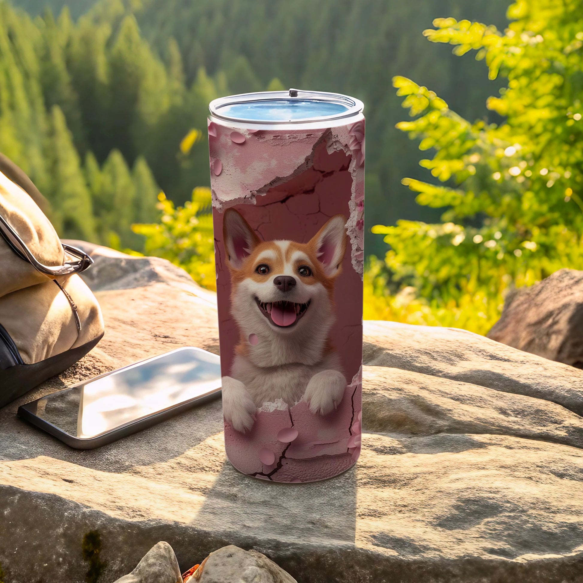 Happy Corgi Puppy Pink Cracked Design Tumbler Product Type
Corgi, Puppy, Dog, Pet, Tumbler, Drinkware, Bottle, CuteDog, PinkDesign, CrackedDesign, HappyCorgi, AnimalLover, DogMom, DogDad, GiftIdea, TravelMug, UniqueDesign, CorgiArt, PetGift, PopOutCorgi