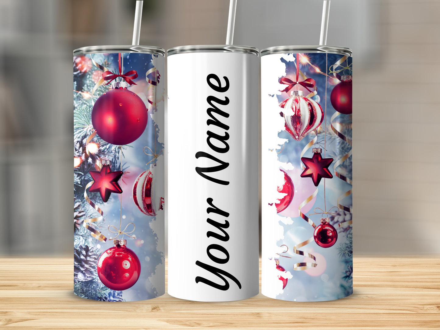 Festive Ornaments Christmas Personalized Tumbler