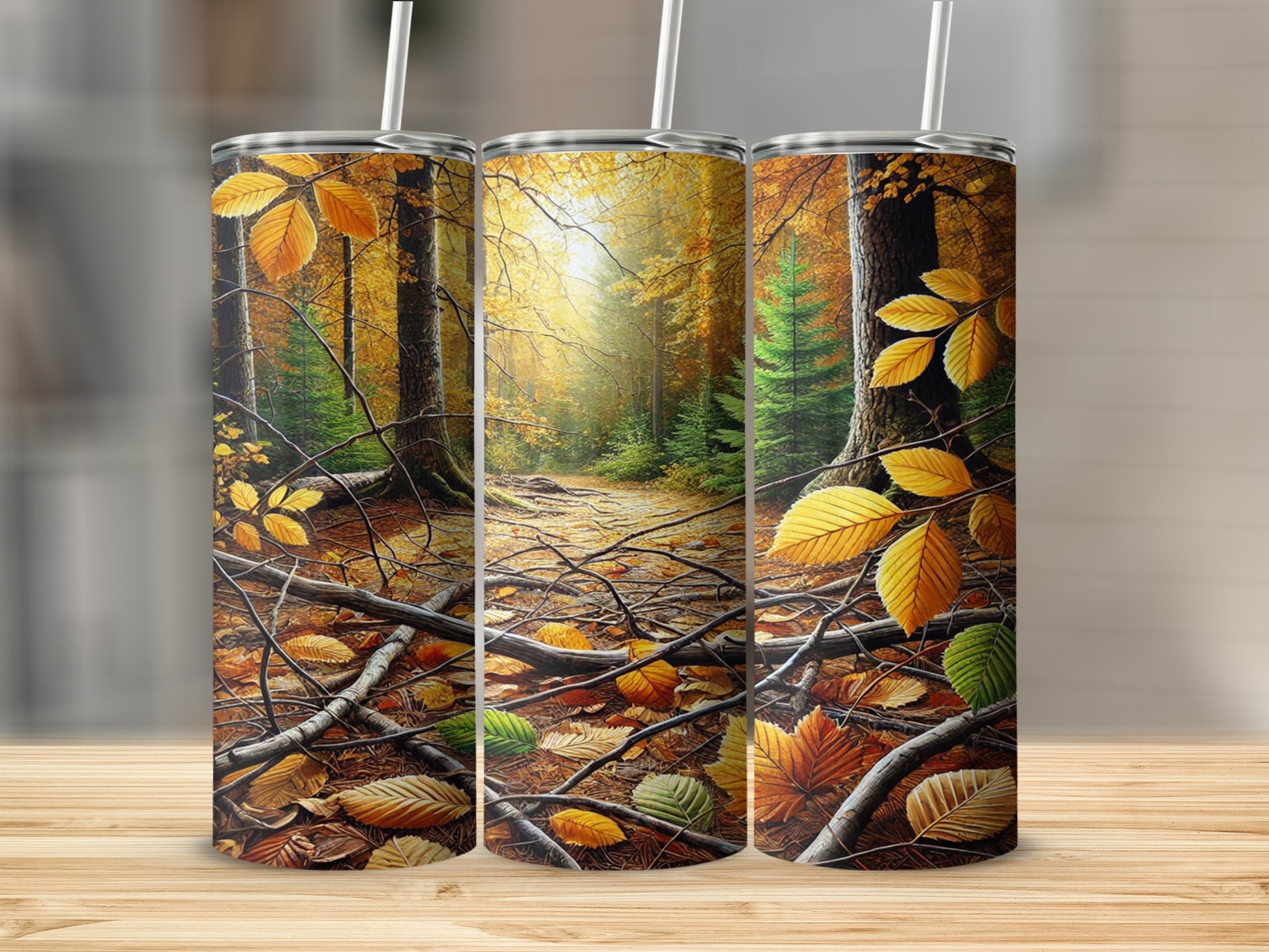 Autumn Forest Scenic Art Tumbler Flask