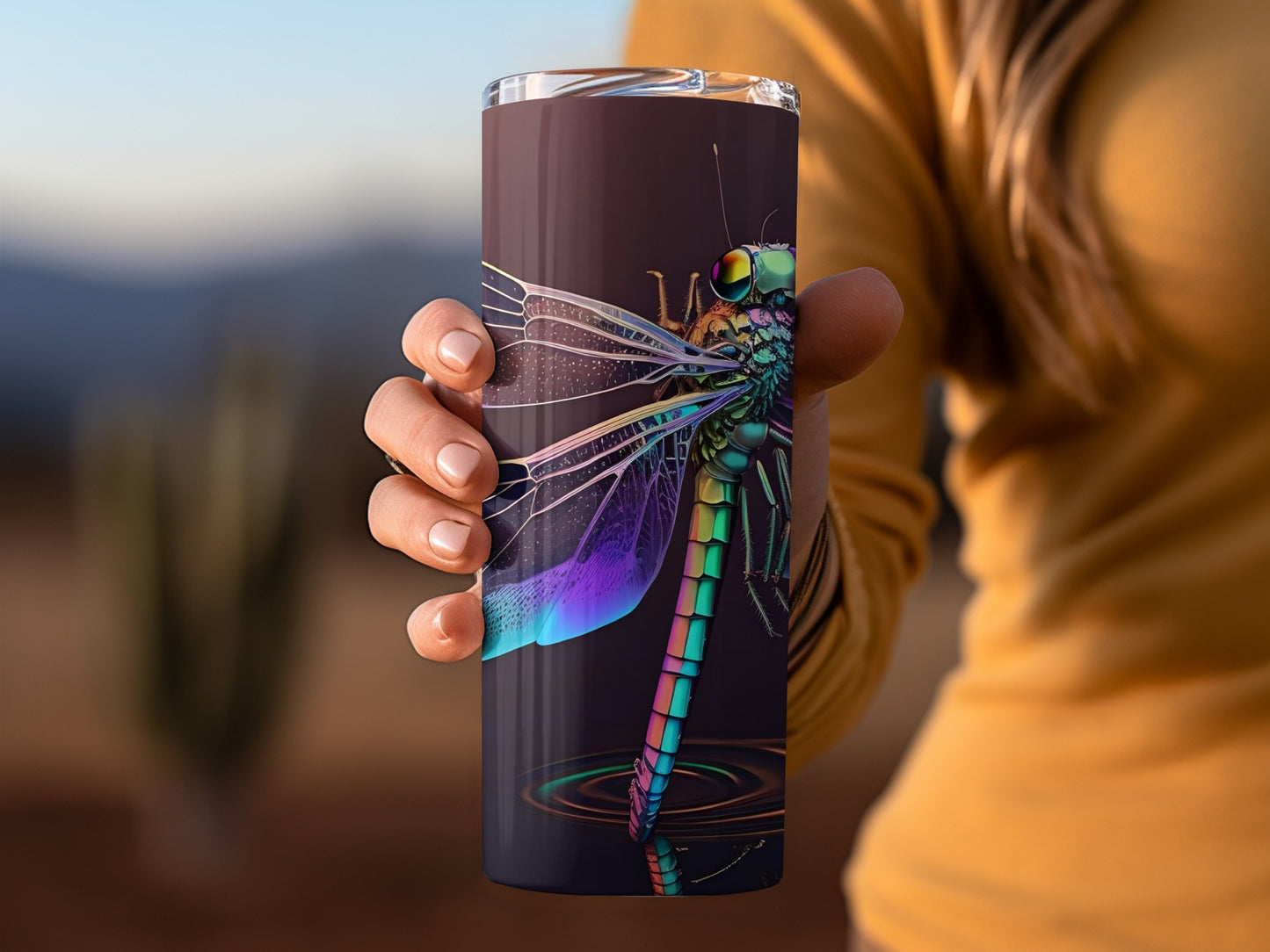 Stunning Colorful Dragonfly Design Tumbler Cup