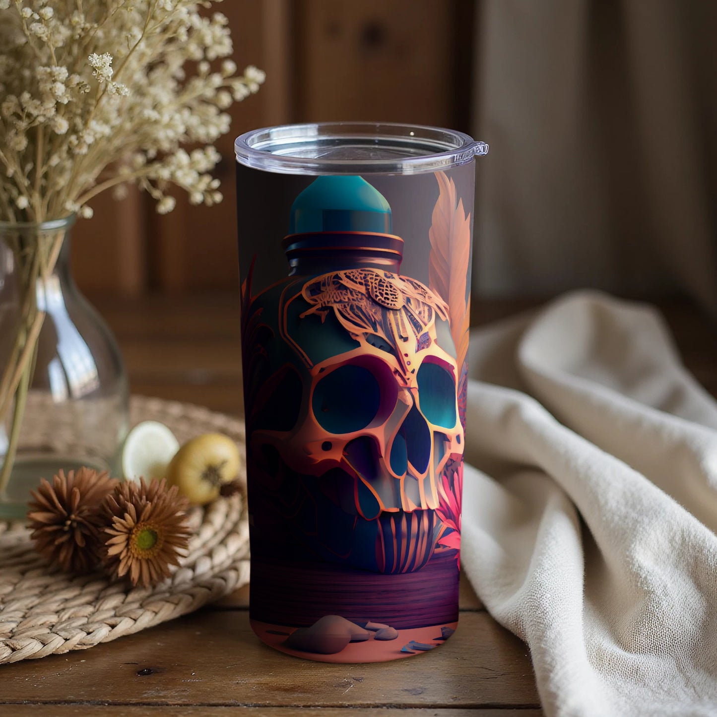 Artistic Skull Design Tumbler for Unique Beverages
