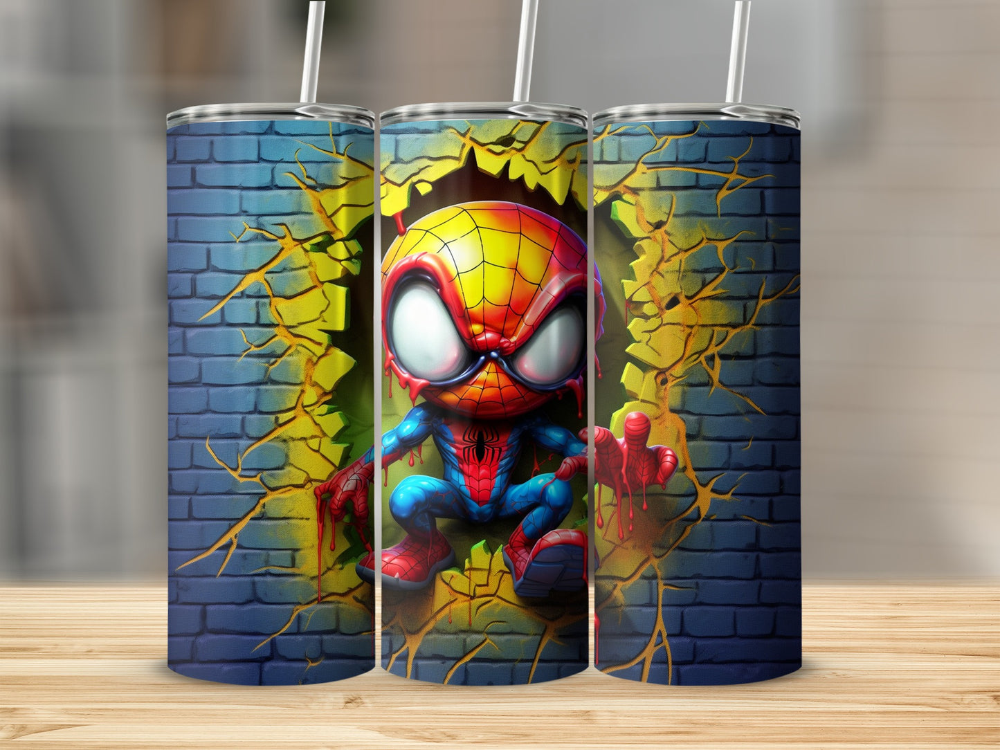 Cute Spider Hero Breaking Through Wall tumbler