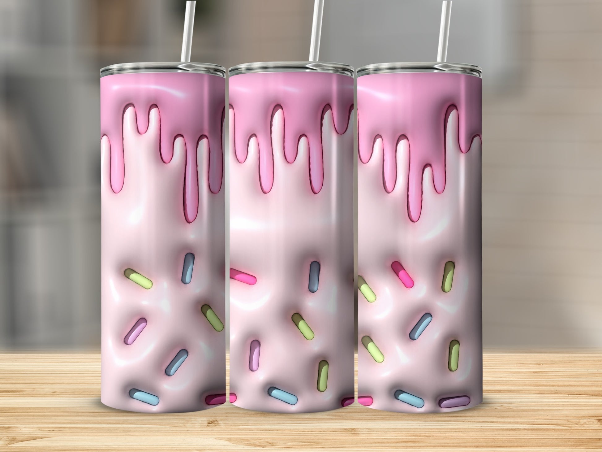 Pink Dripping Sprinkles Design Tumbler Product
