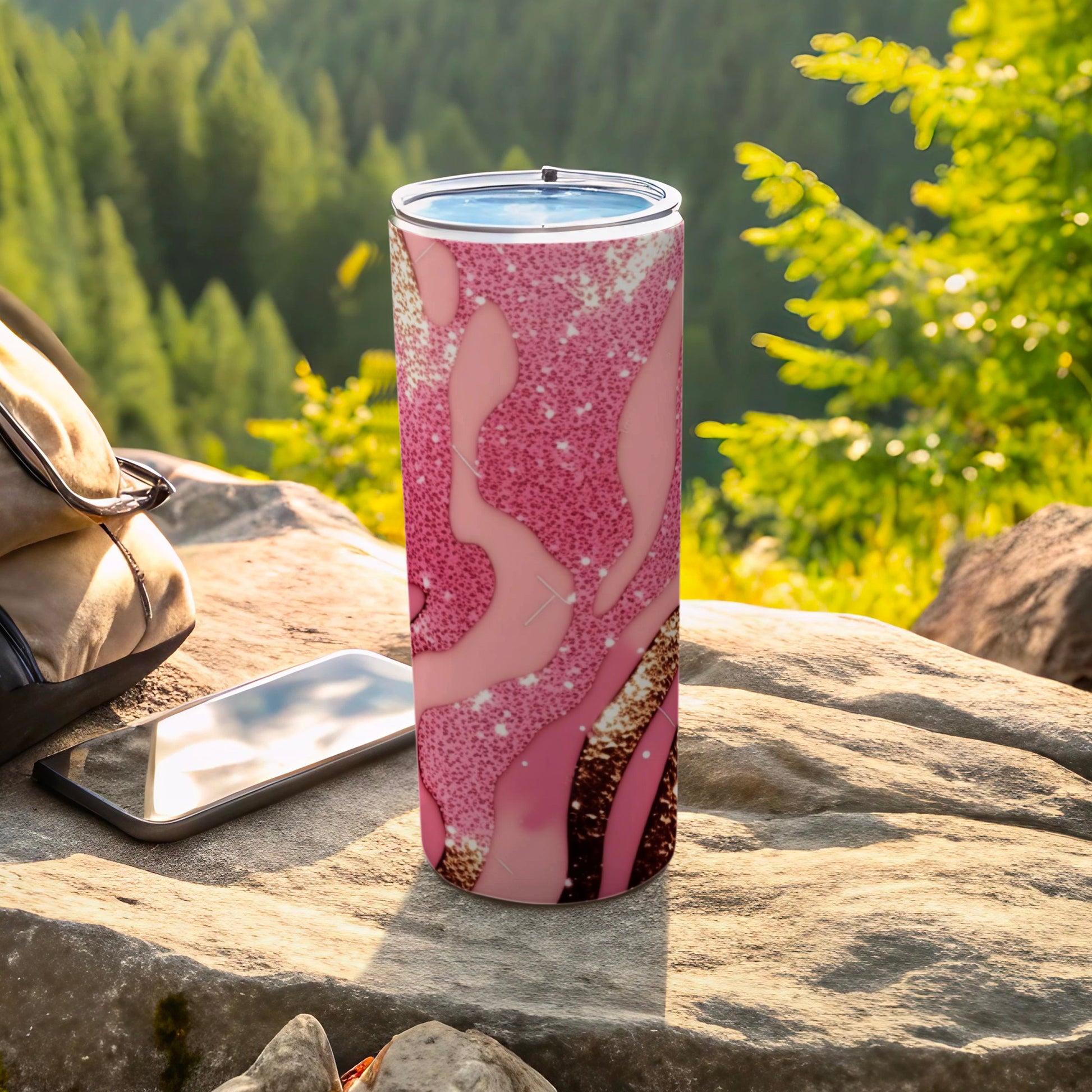 Pink Gold Glitter Abstract Wavy Pattern Tumbler product type