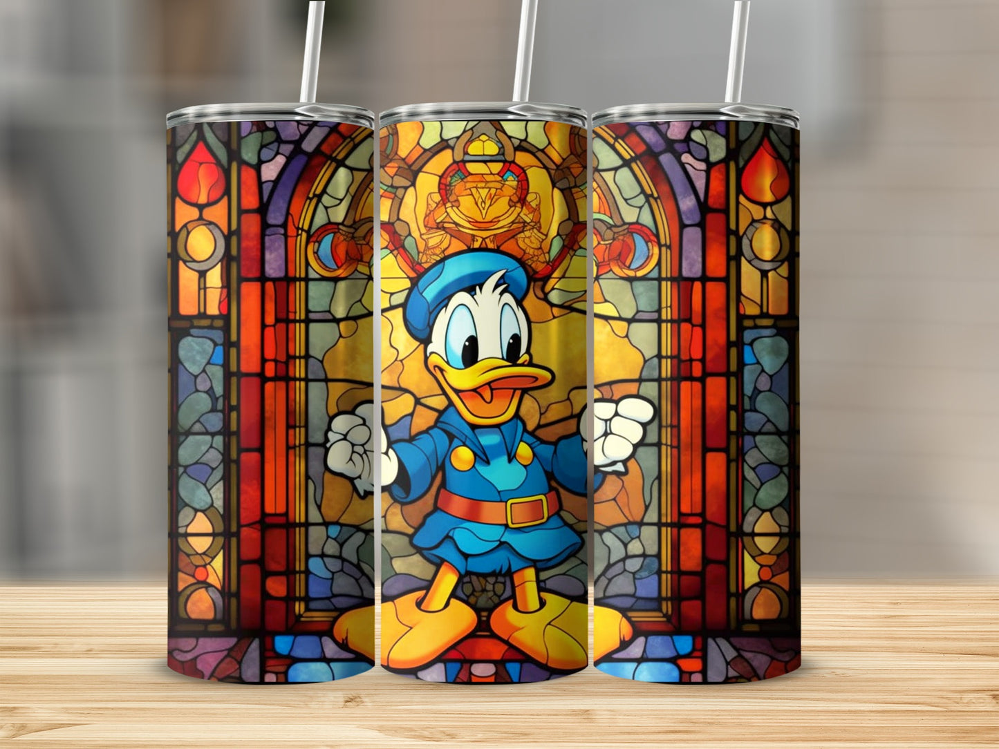 Donald Duck Stained Glass Art Tumbler Cup Product