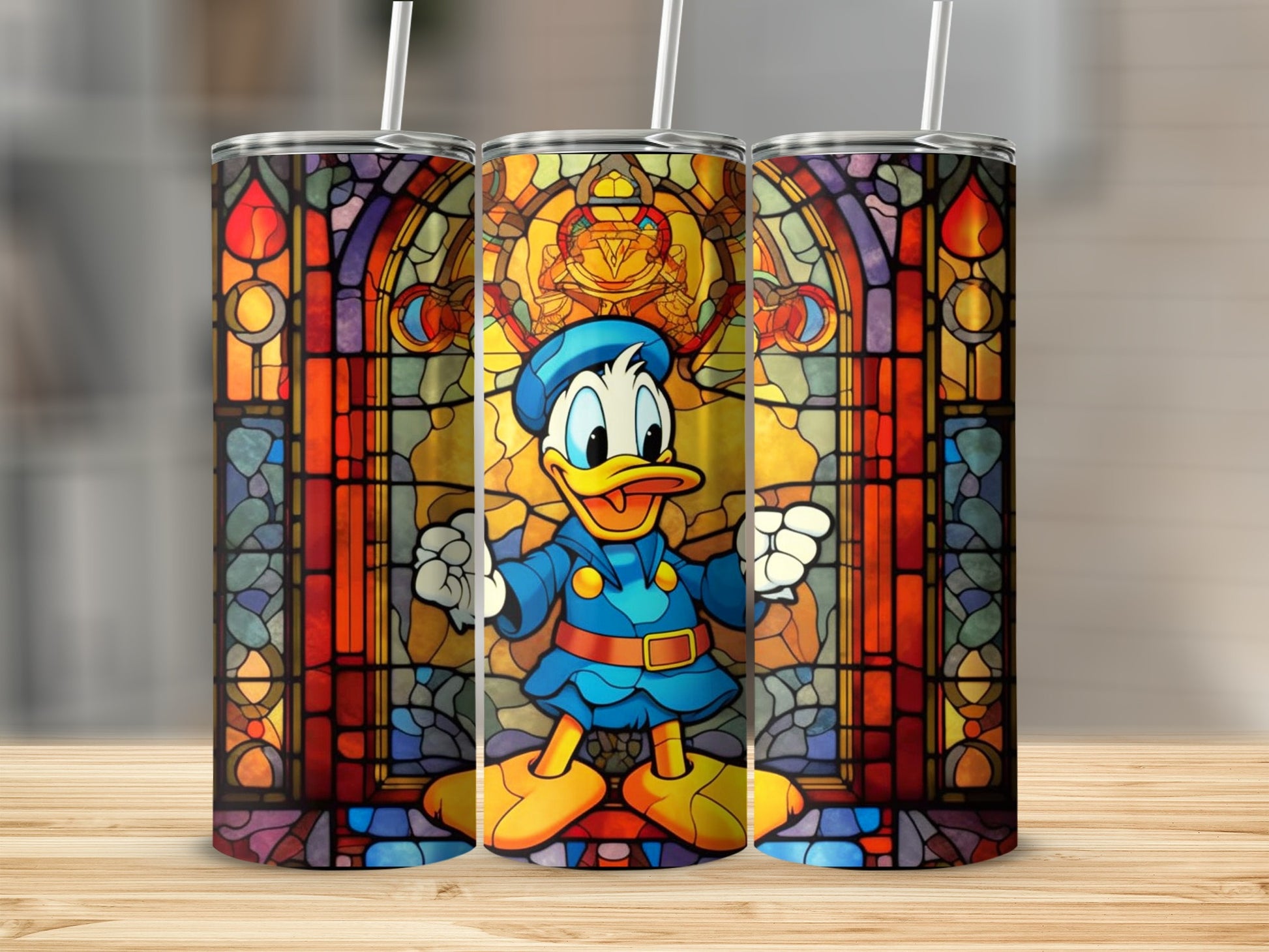 Donald Duck Stained Glass Art Tumbler Cup Product